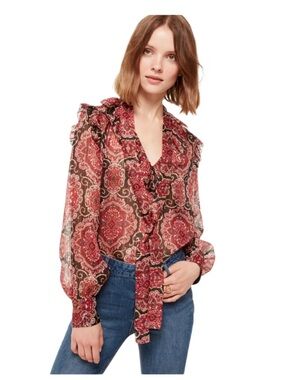 Kate Spade Silk Medallion Metallic Blouse